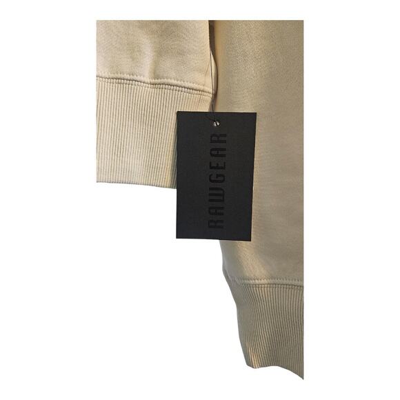 Raw Gear NWT Womens Cropped Hoodie Embroidered Patch Logo Size LG Cream - Picture 3 of 5